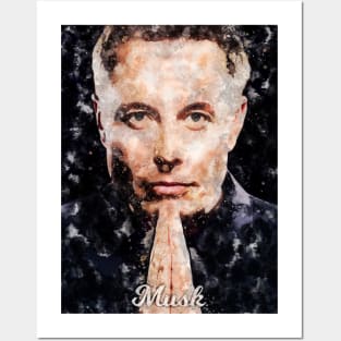 Elon Musk Watercolor Posters and Art